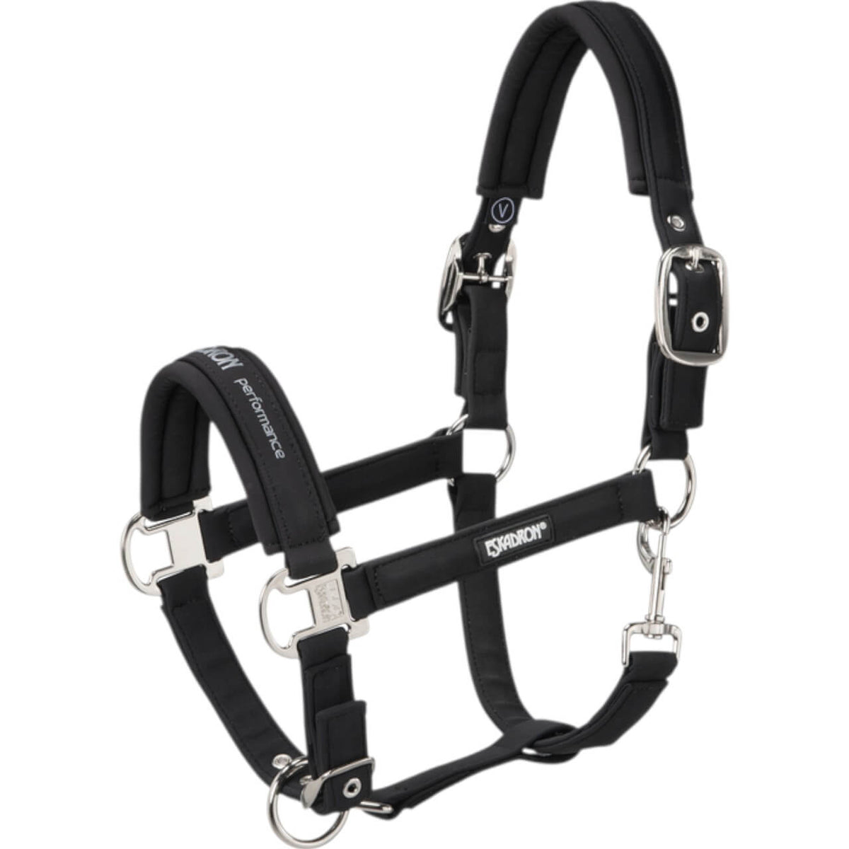 Eskadron Halfter Double Pin Buckle Softshell Nylonhalfter, Black, Produkt allein auf weißem Hintergrund.