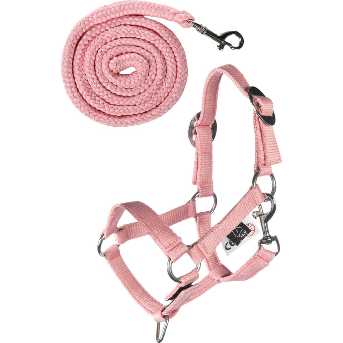 Halfter und Strick Hobby Horsing Basic, Rosa, Produkt allein mit Strick und Halfter.