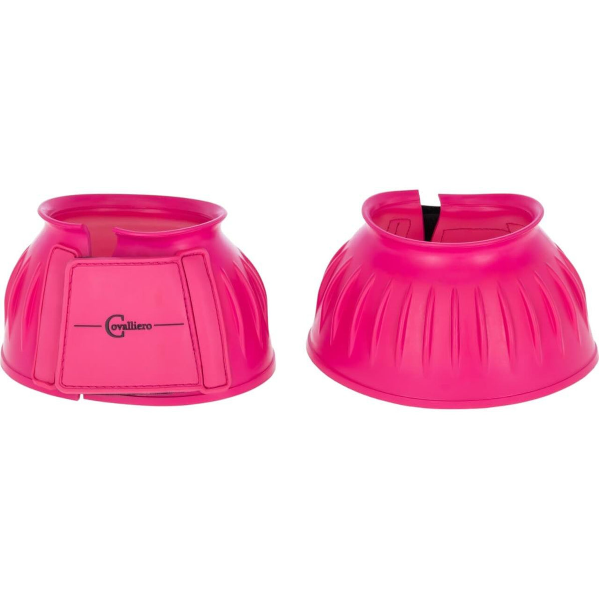 Covalliero Hufglocken Gummi Sprungglocken, Pink, Paar Hufglocken nebeneinander auf weißem Hintergrund.