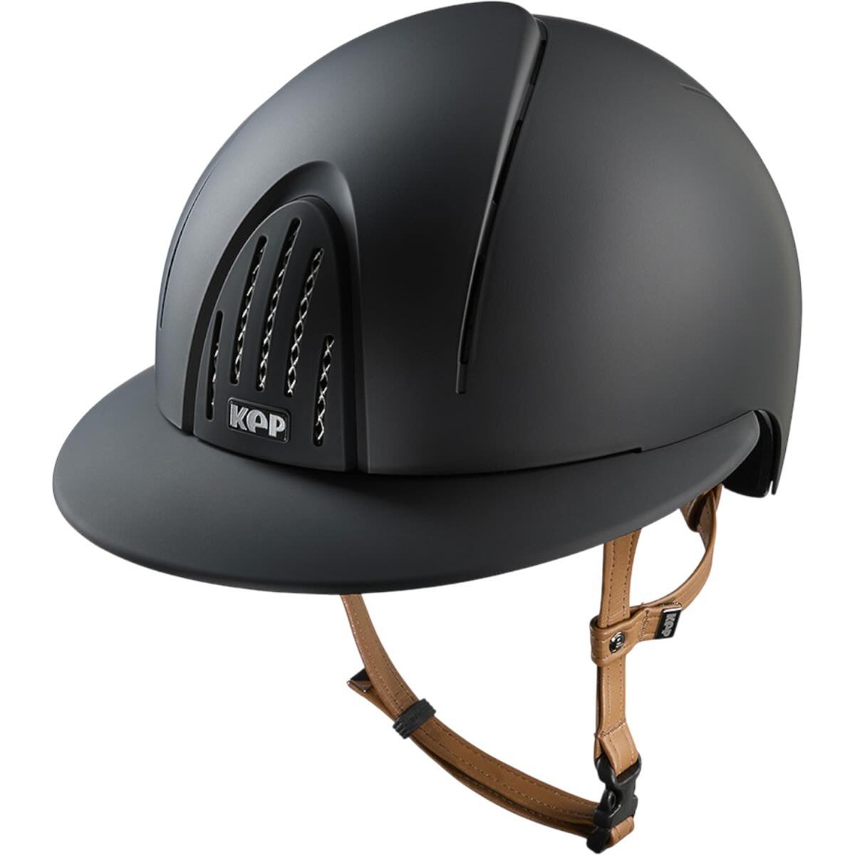 KEP Reithelm Smart Nova Matt Polo Visier mit Beigen Kinnriemen, Black, Produkt allein.