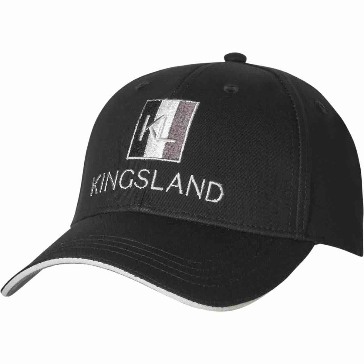 Kingsland Kappe Unisex Logo Cap, Black, Produkt allein mit gesticktem Logo auf weißem Hintergrund.