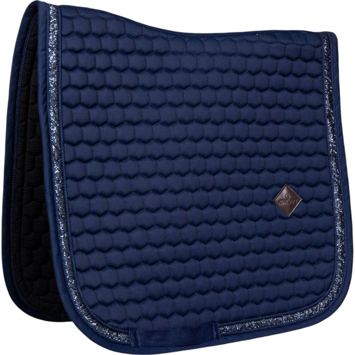Dressurschabracke Glitzer Band Schabracke, Navy, Produkt allein auf weißem Hintergrund.