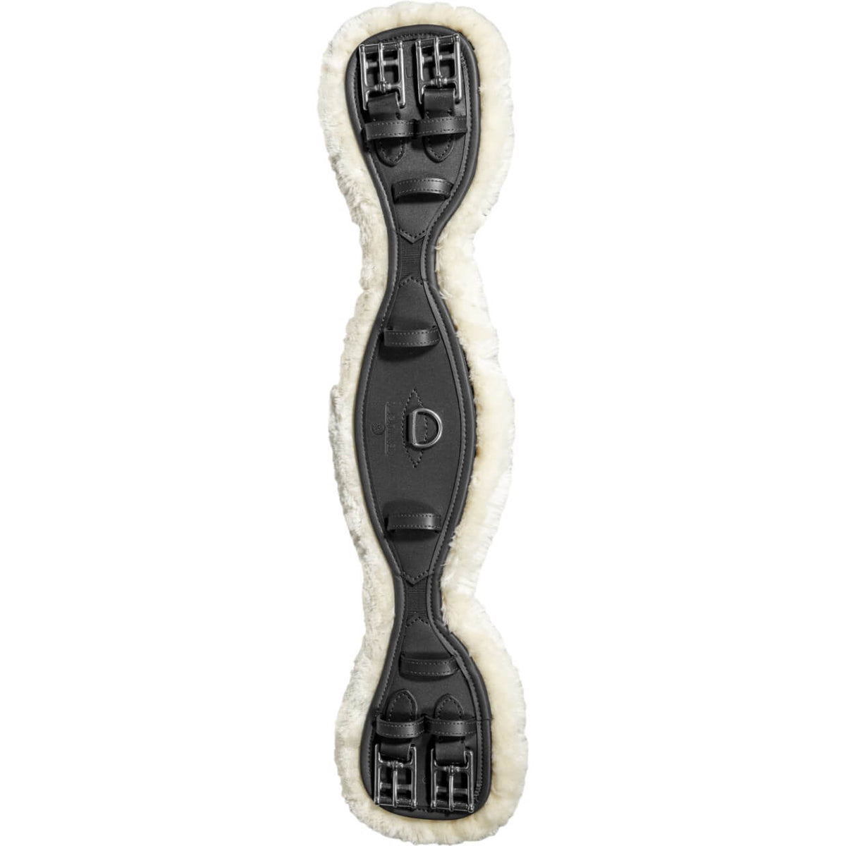 Sattelgurt Anatomisch Lammfell Kurzgurt, Schwarz, Produkt allein auf weißem Hintergrund.