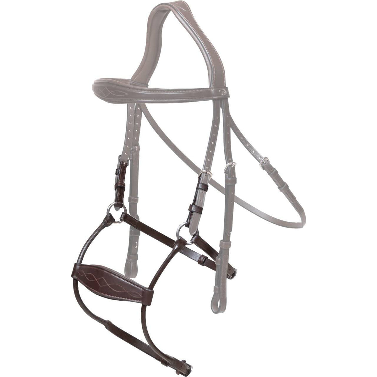 Nasenriemen Hybrid New English Collection Riemen, Brown, Produkt allein auf weißem Hintergrund.