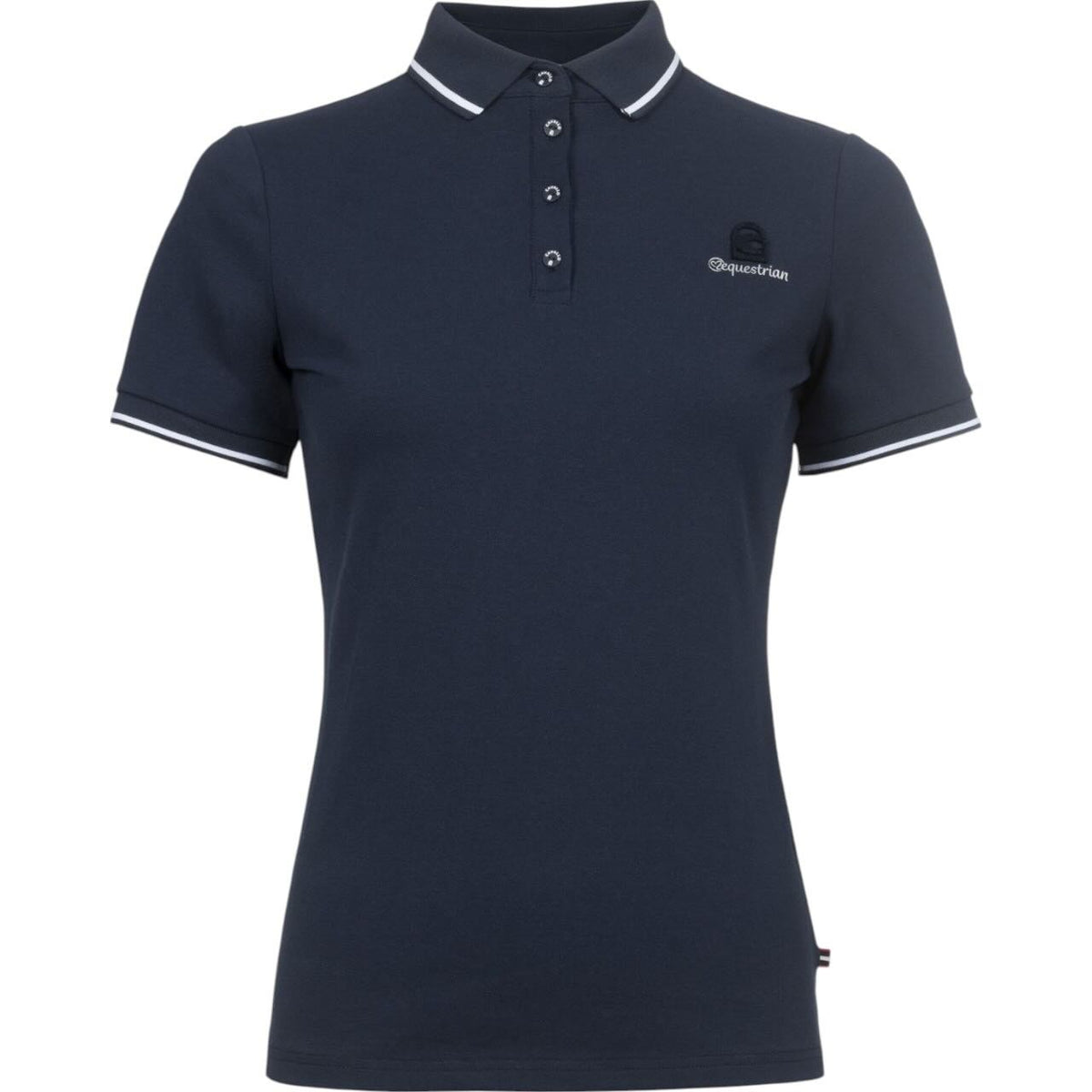 Poloshirt Damen Kurzarm Cavalmalia Event Kollektion Shirt, Darkblue, Produkt allein auf weißem Hintergrund.