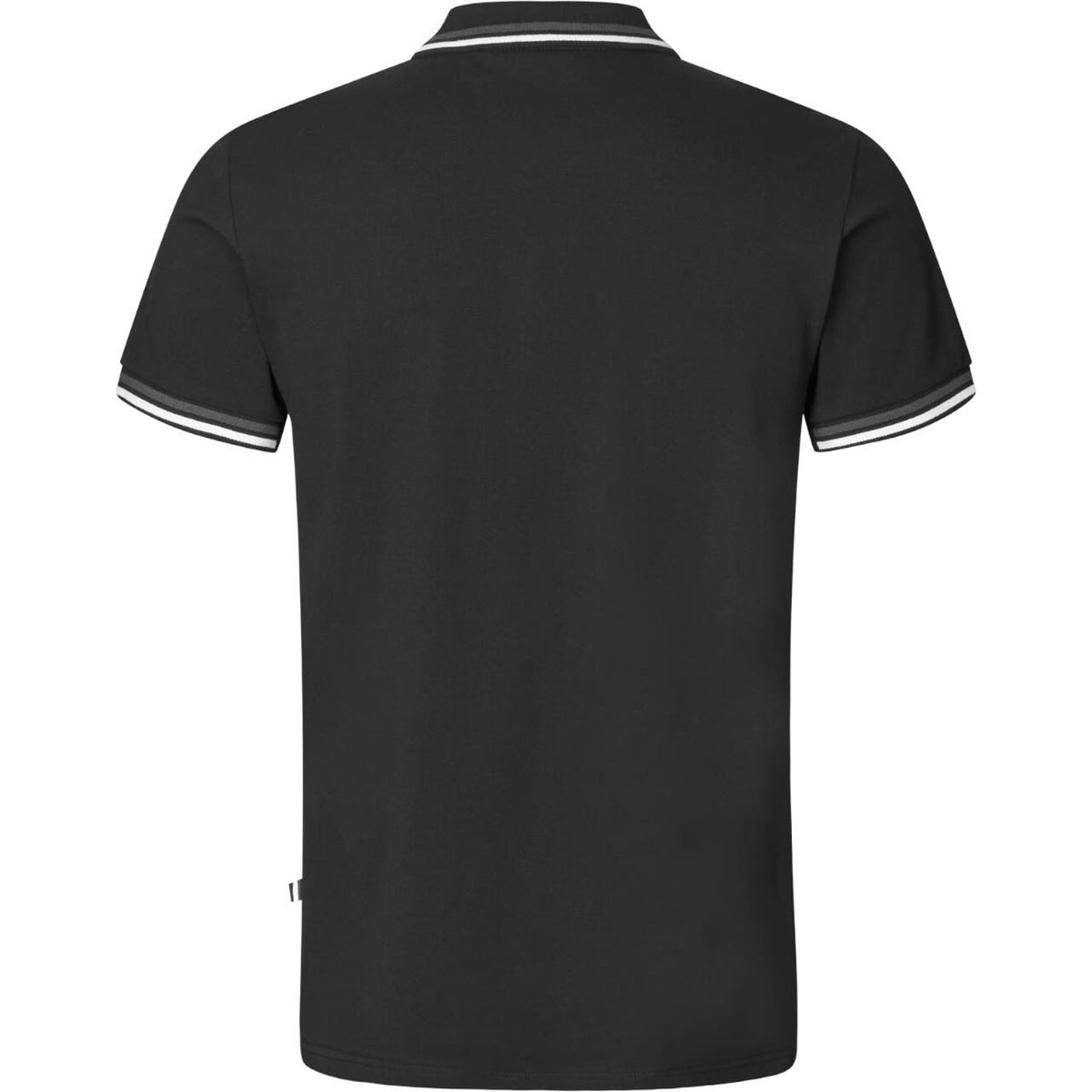 Poloshirt Herren T-Shirt, Schwarz, Produkt allein auf weißem Hintergrund.