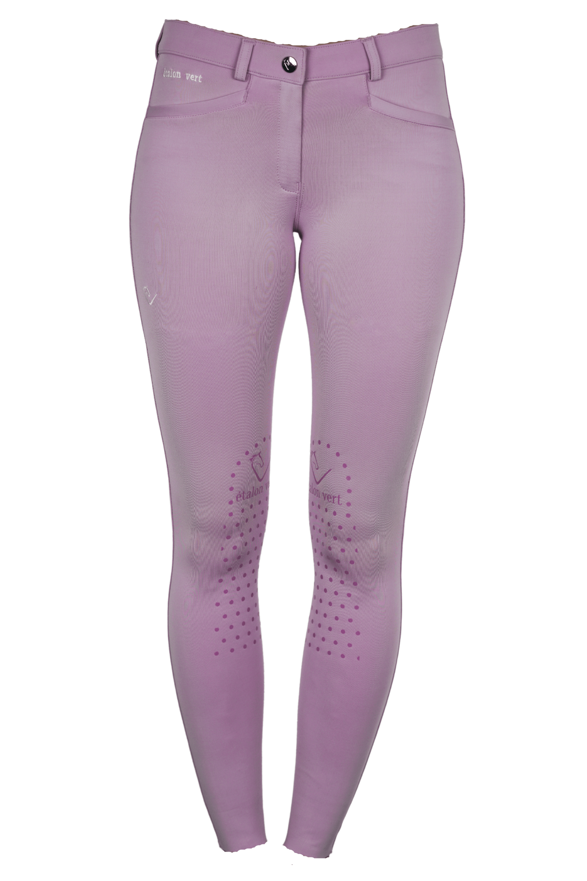 Reithose Damen Knee-Grip Quick Star, Flieder, Produkt allein auf weißem Hintergrund.
