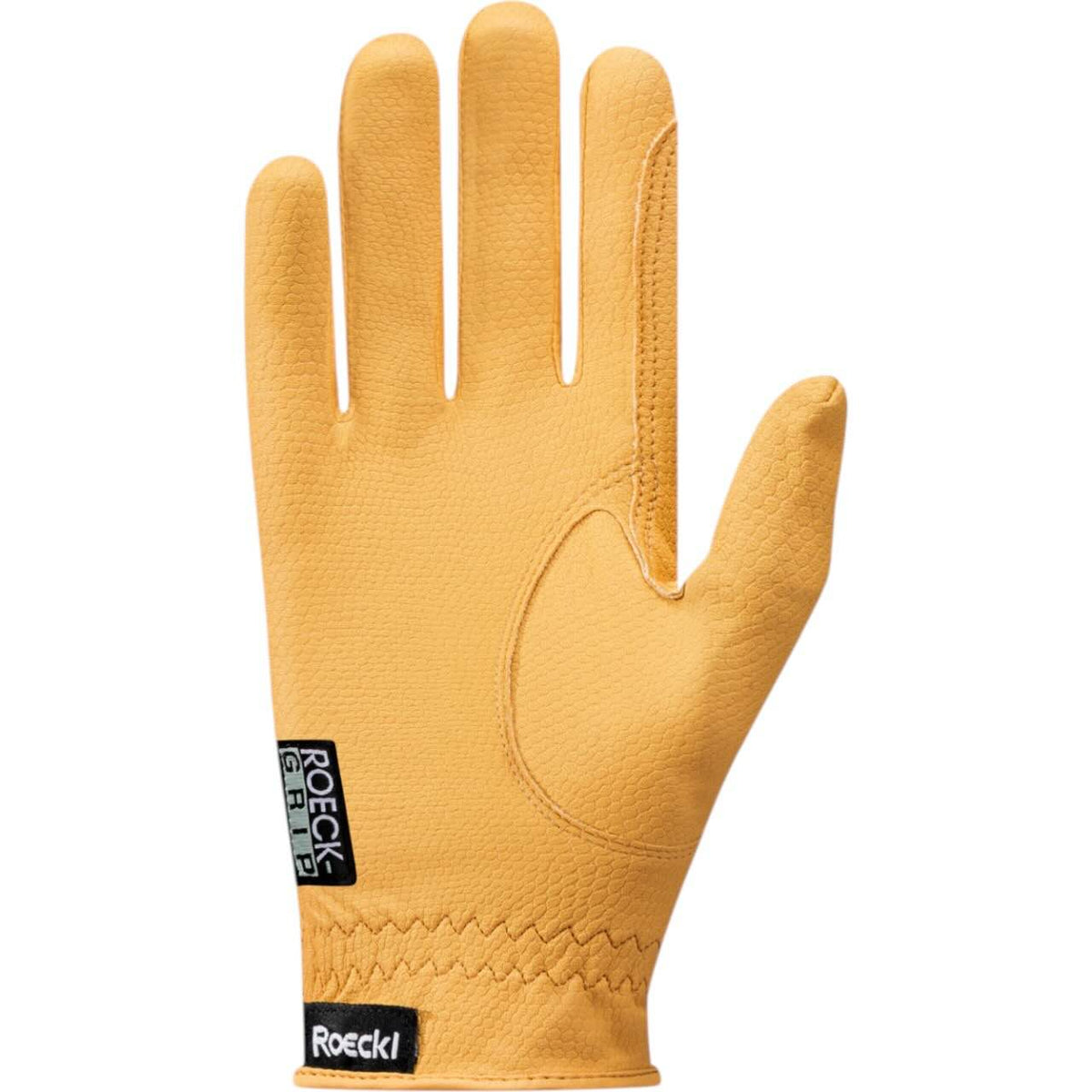 Roeckl Reithandschuh Roeck-Grip Handschuh, Gelb, einzelner Reithandschuh auf weißem Hintergrund.