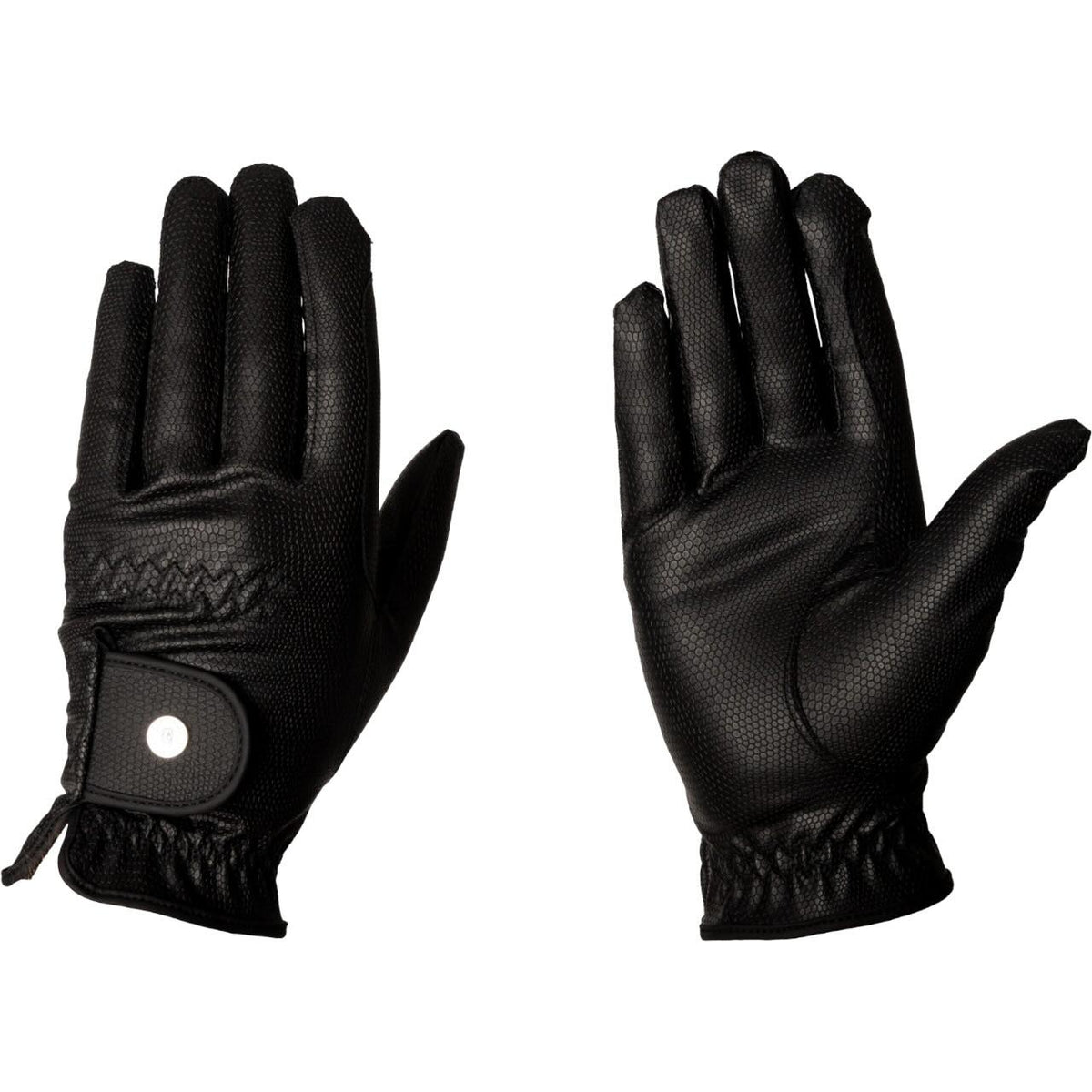 Reithandschuhe Winter mit Grip Winterreithandschuhe, Black, Paar Handschuhe auf weißem Hintergrund.