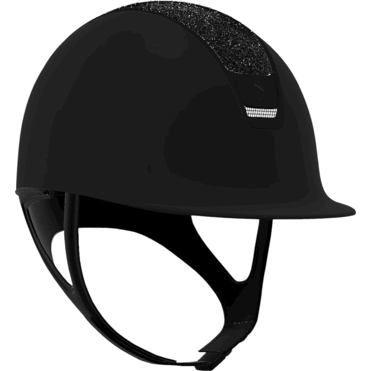 Reithelm 2.0 Black Shadowmatt Top Crystal Fabric Trim Matt Black Blason Matt Black, Black, Produkt allein auf weißem Hintergrund.