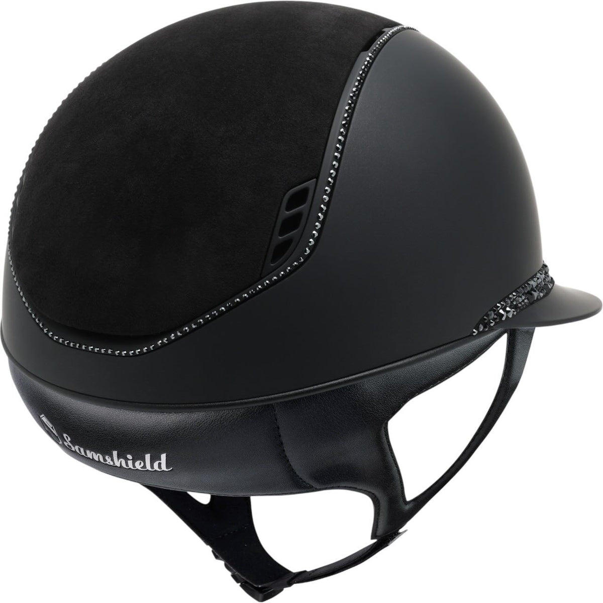 Samshield Reithelm Miss Shield 2.0 Black Alcantara Glacier Black Glacier Crystal Konfiguration, Schwarz, Produkt allein.