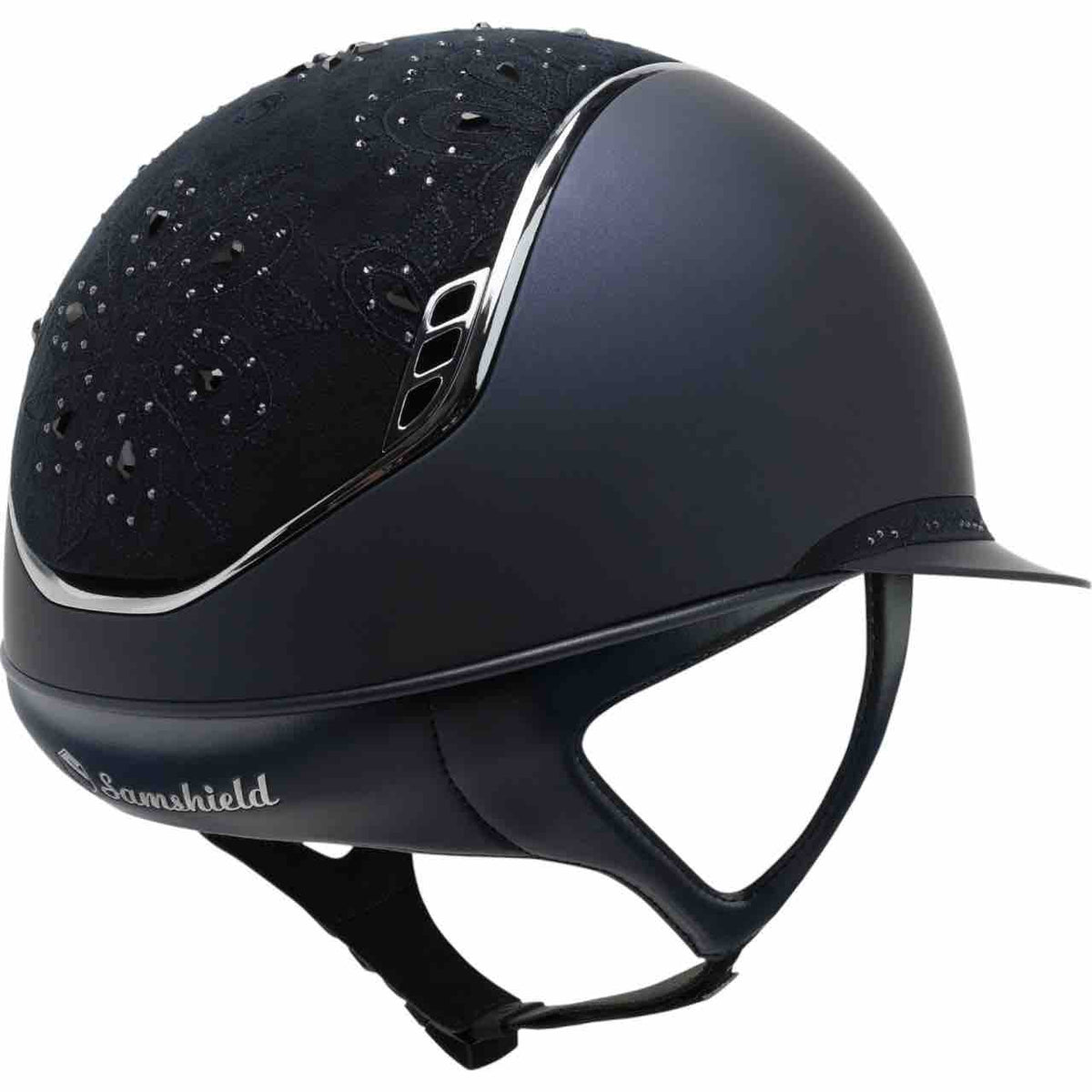 Samshield Reithelm Miss Shield 2.0 Shadowmatt Blue Crystal Bloom Blue, Produkt allein auf weißem Hintergrund.