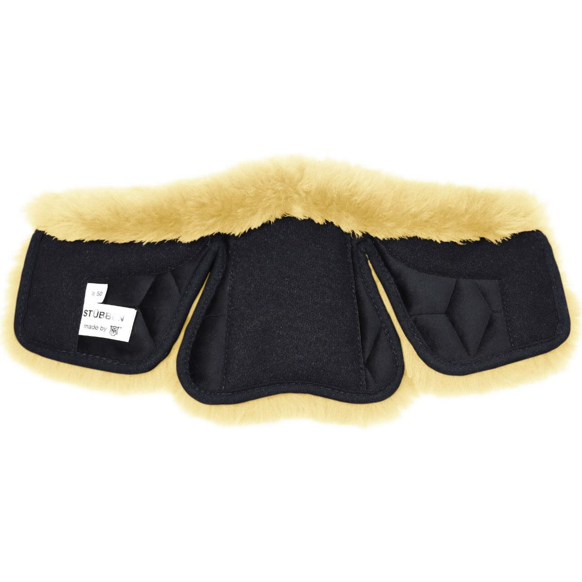 Stübben Sattelgurt Polster Equi-Soft by Mattes Lammfellpolster, Schwarz, Produkt allein auf weißem Hintergrund.