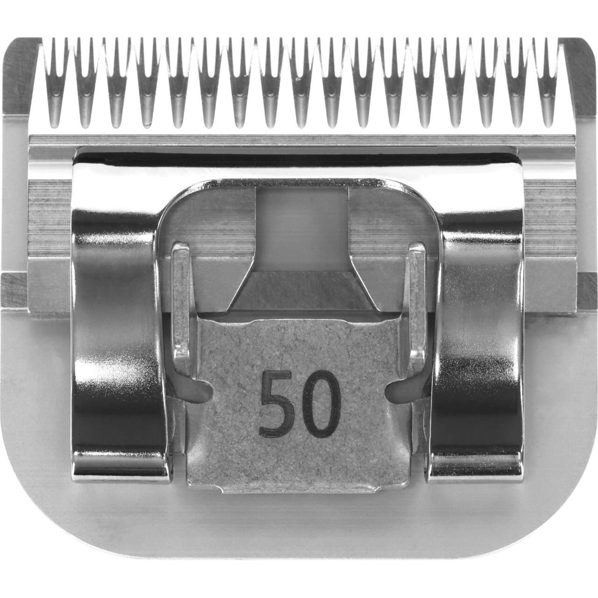 Scherkopf aus Edelstahl für Aesculap Schermaschine SnapON, Größe 50, Detailaufnahme des Scherkopfs.