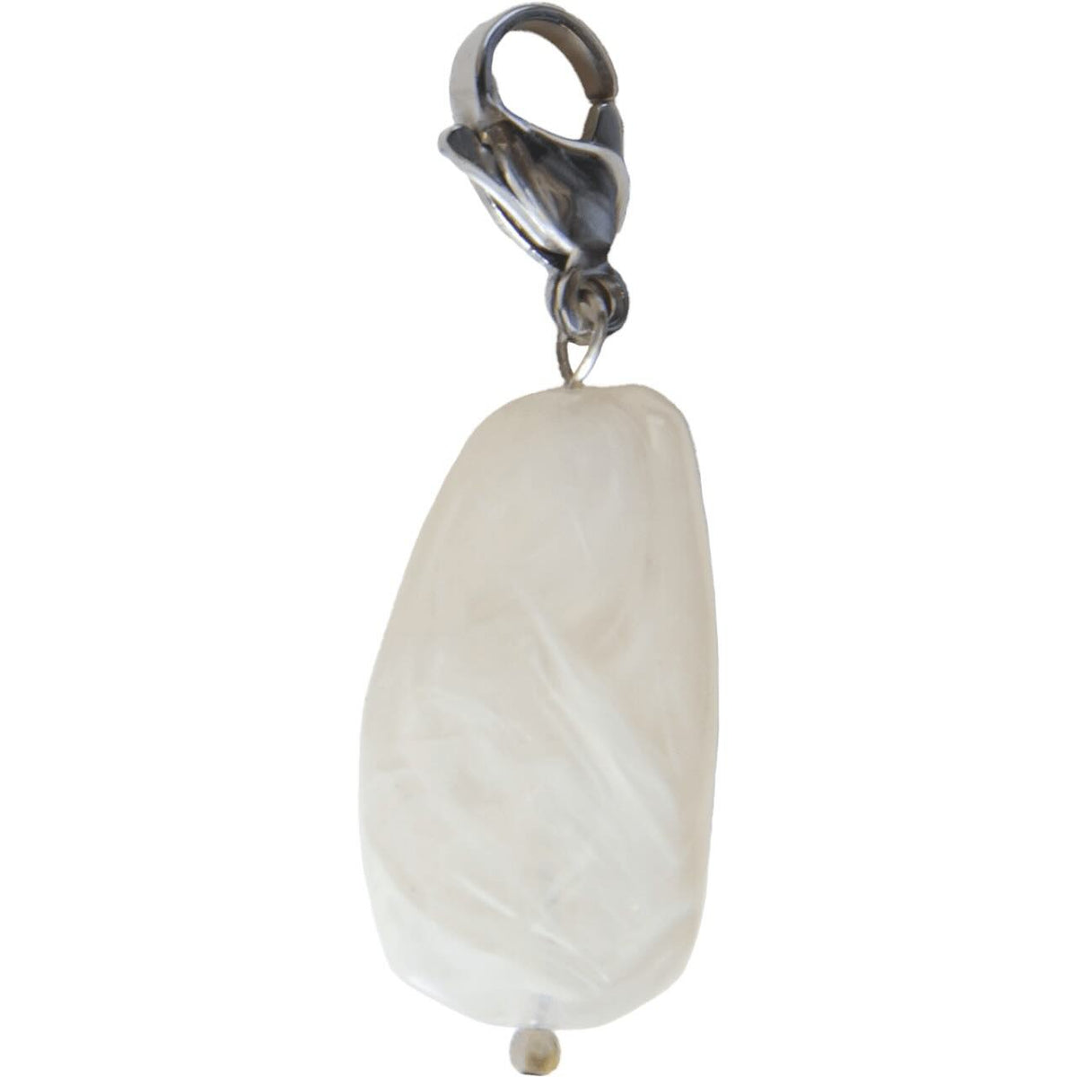 Schlüsselanhänger Lucky Charm Stone Schmuckanhänger, Weiß, Produkt allein auf weißem Hintergrund.