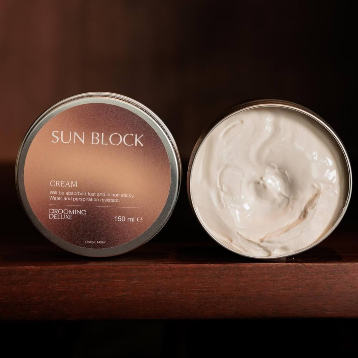 Grooming Deluxe Sonnenschutz Sunblock, 150 ml, Produkt allein geöffnet.