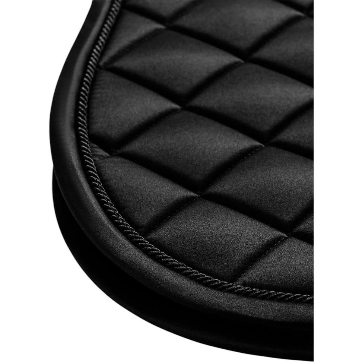 Springschabracke Line Black Schabracke, Black, Detailaufnahme der Steppung und Kante.