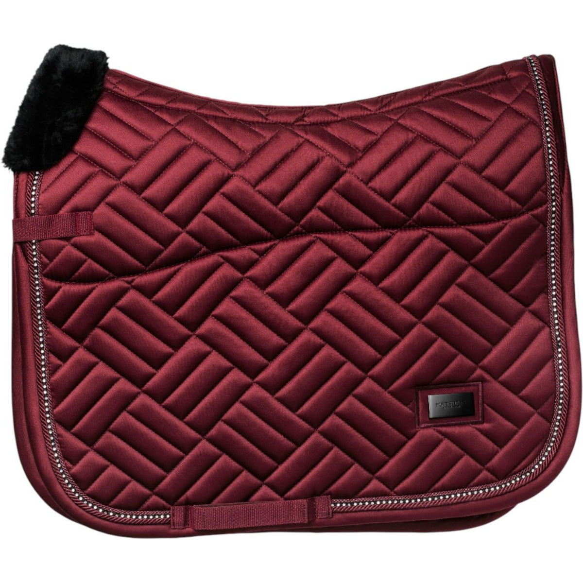 Springschabracke Vegan Fur Crystal Schabracke, Bordeaux, Produkt allein auf weißem Hintergrund.