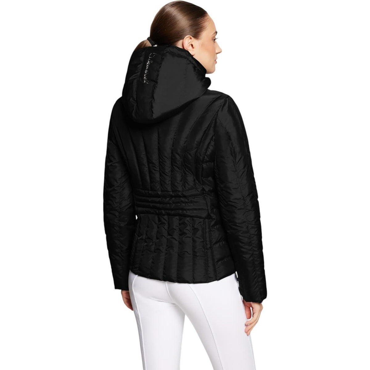 Samshield Steppjacke Damen Courchevel HW 2025 Daunenjacke, Schwarz, Person trägt die Jacke von hinten.