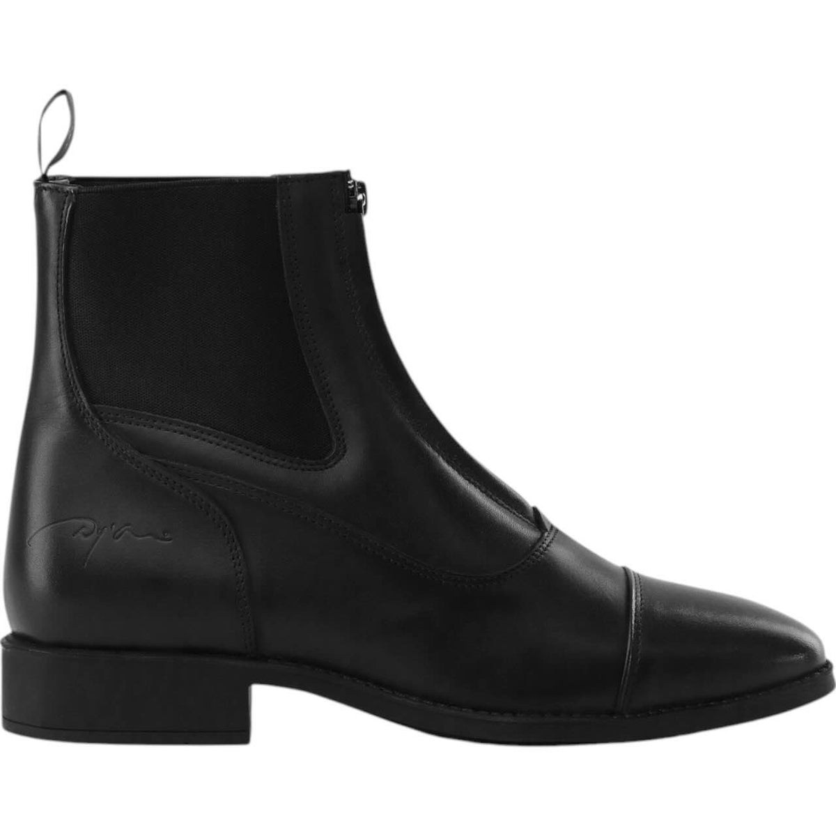 Dyon Stiefeletten Frontreißverschluss Lederstiefelette, Schwarz, Produkt allein.