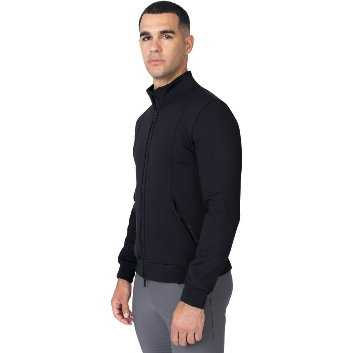 Maximilian Equestrian Sweatjacke Herren Craft Jacket, Schwarz, Mann trägt die Jacke.