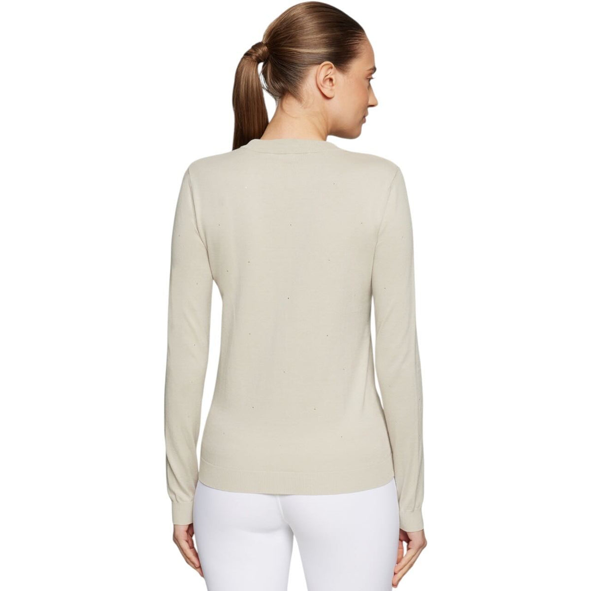 Samshield Sweatshirt Damen Phoebe FS 2026 Pullover, hellbeige, von einer Frau getragen, Rückansicht.