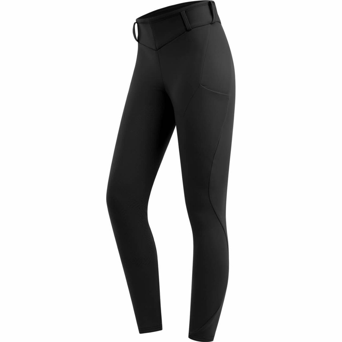 Thermo-Reitleggings Damen Full-Grip Rena Leggings, Schwarz, Produkt allein auf weißem Hintergrund.