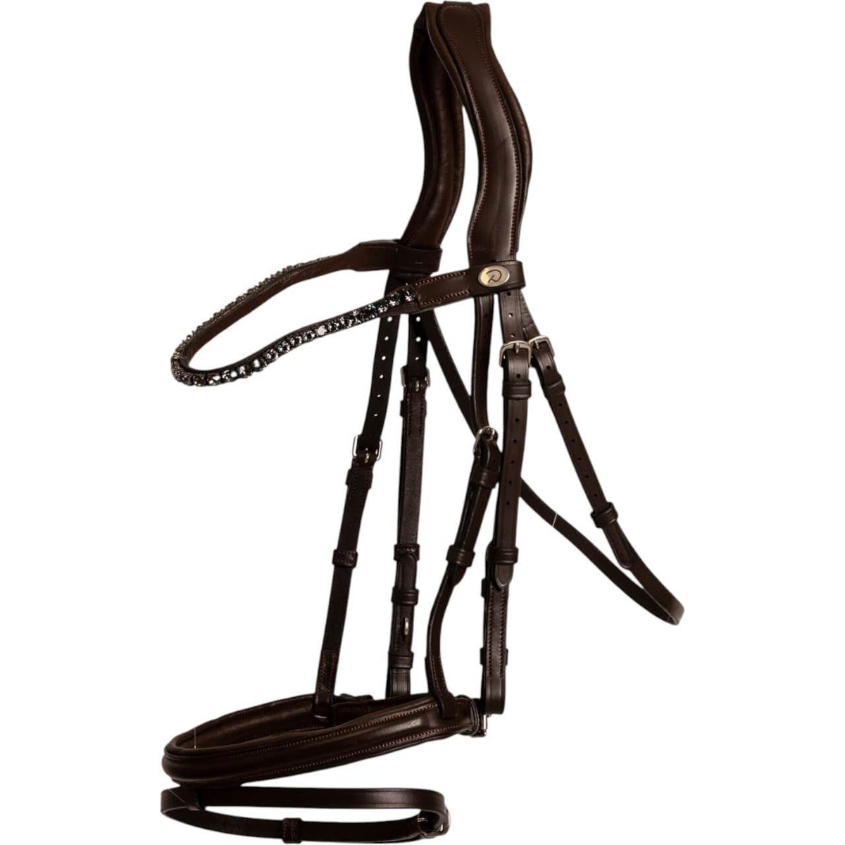 Dyon Trense mit mittelbreitem Sperrriemen Soft Leather Collection Trensenzaum, Brown, Produkt allein.