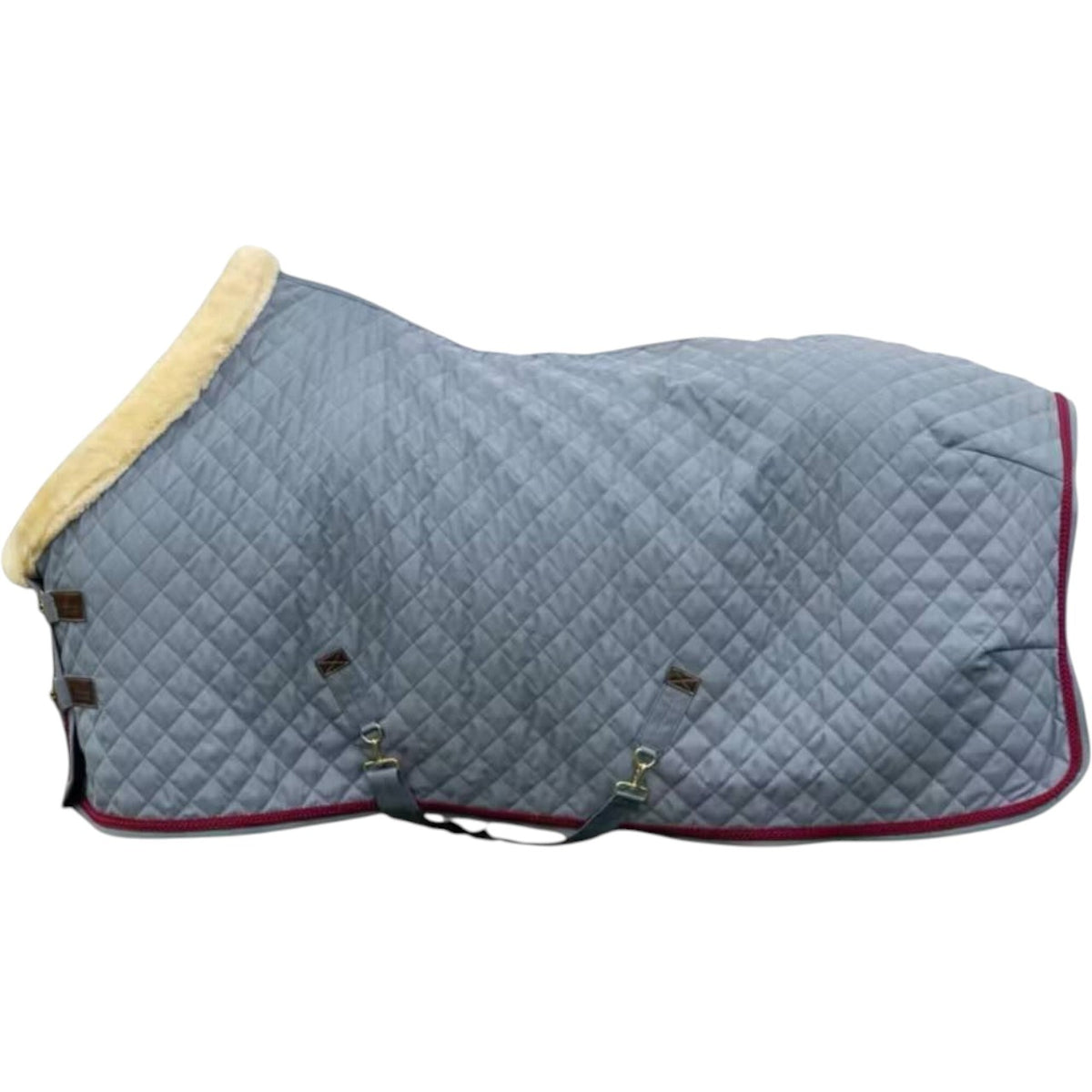 Kentucky Turnierdecke 160g mit geflochtener Kordel Show Rug, Grau, Produkt allein auf weißem Hintergrund.