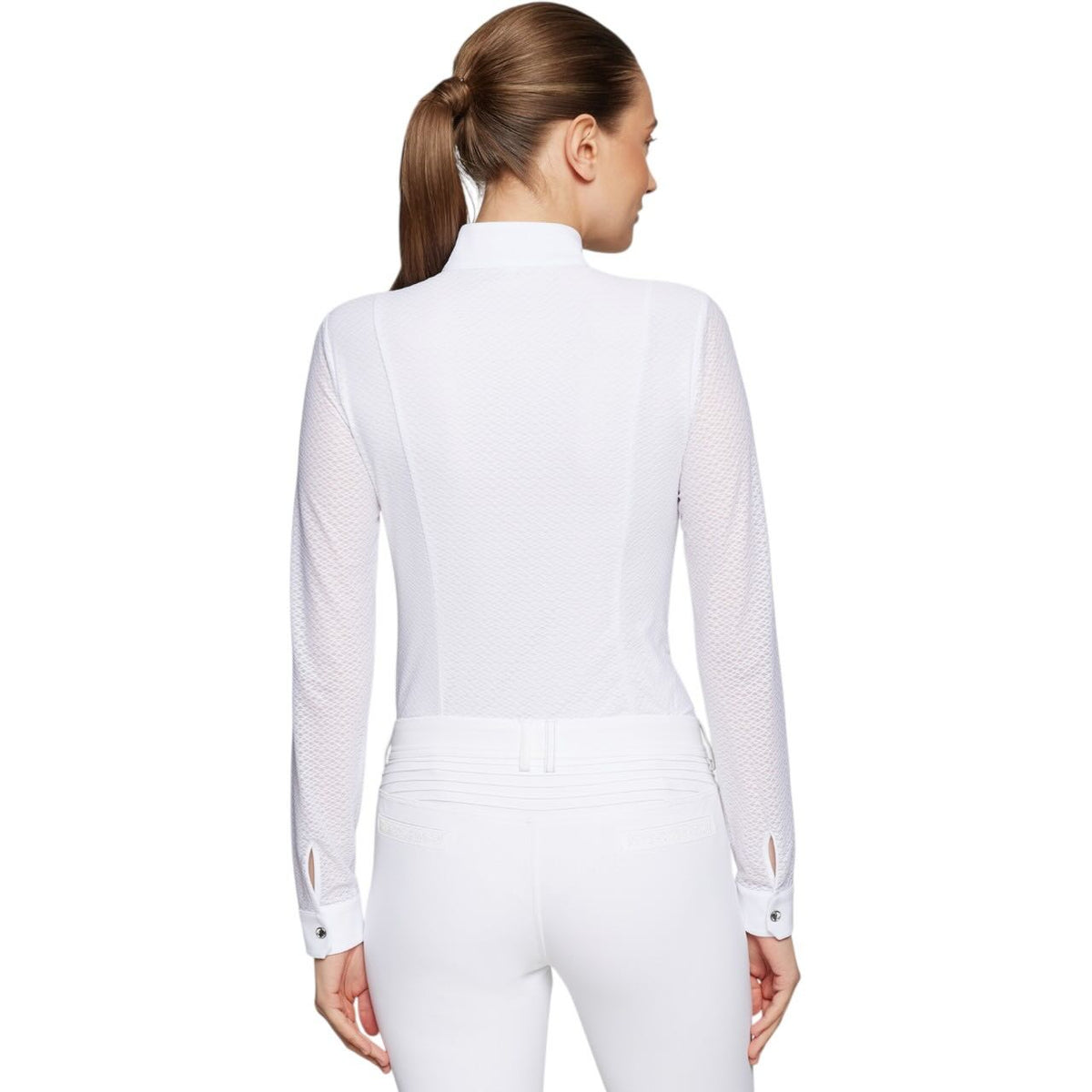 Samshield Turniershirt Damen Marina FS 2026 Longsleeve, Weiß, Rückenansicht an Model.