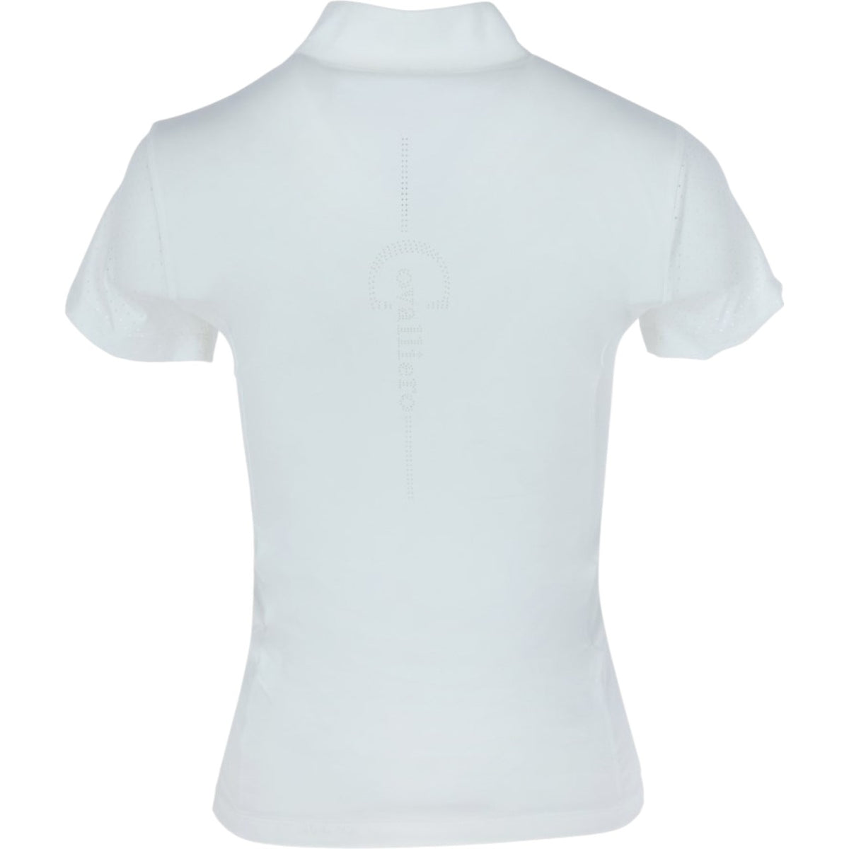 Covalliero Turniershirt Damen Kurzarm Competition T-Shirt, Weiß, Rückenansicht auf weißem Hintergrund.