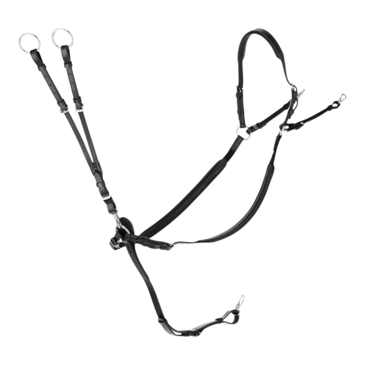 Covalliero Vorderzeug Soft Leder, Schwarz, Produkt allein auf weißem Hintergrund.