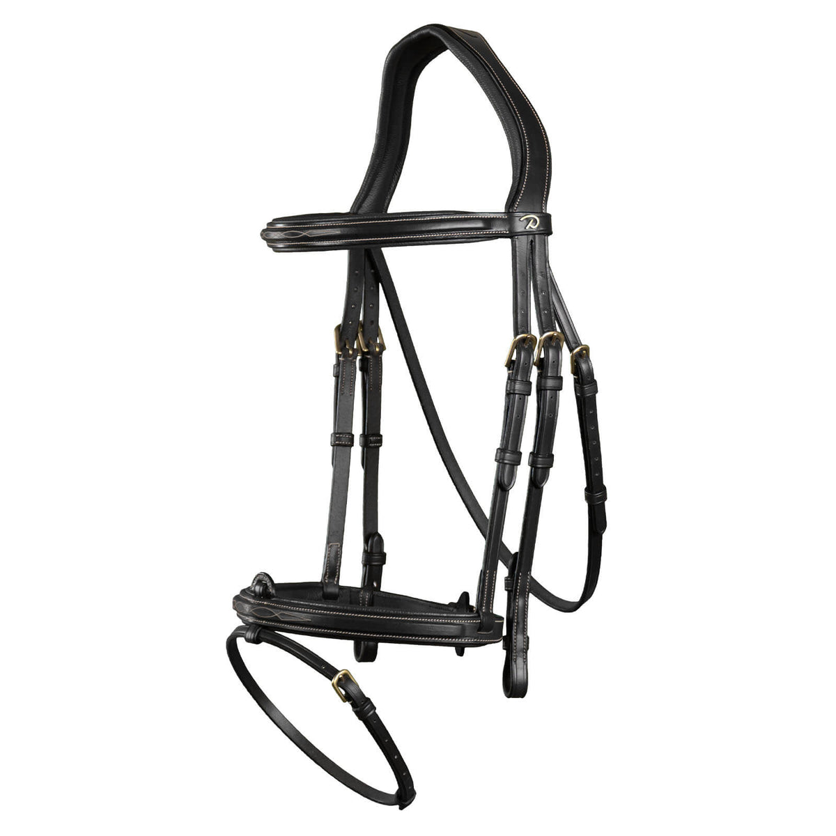Trense mit kombiniertem Reithalfter D Collection Trensenzaum, Schwarz, Produkt allein auf weißem Hintergrund.