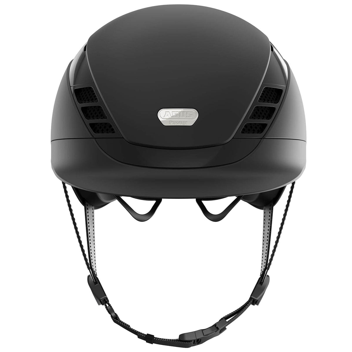 ABUS Pikeur Reithelm Air Luxe Pure, Schwarz, Produkt allein auf weißem Hintergrund.