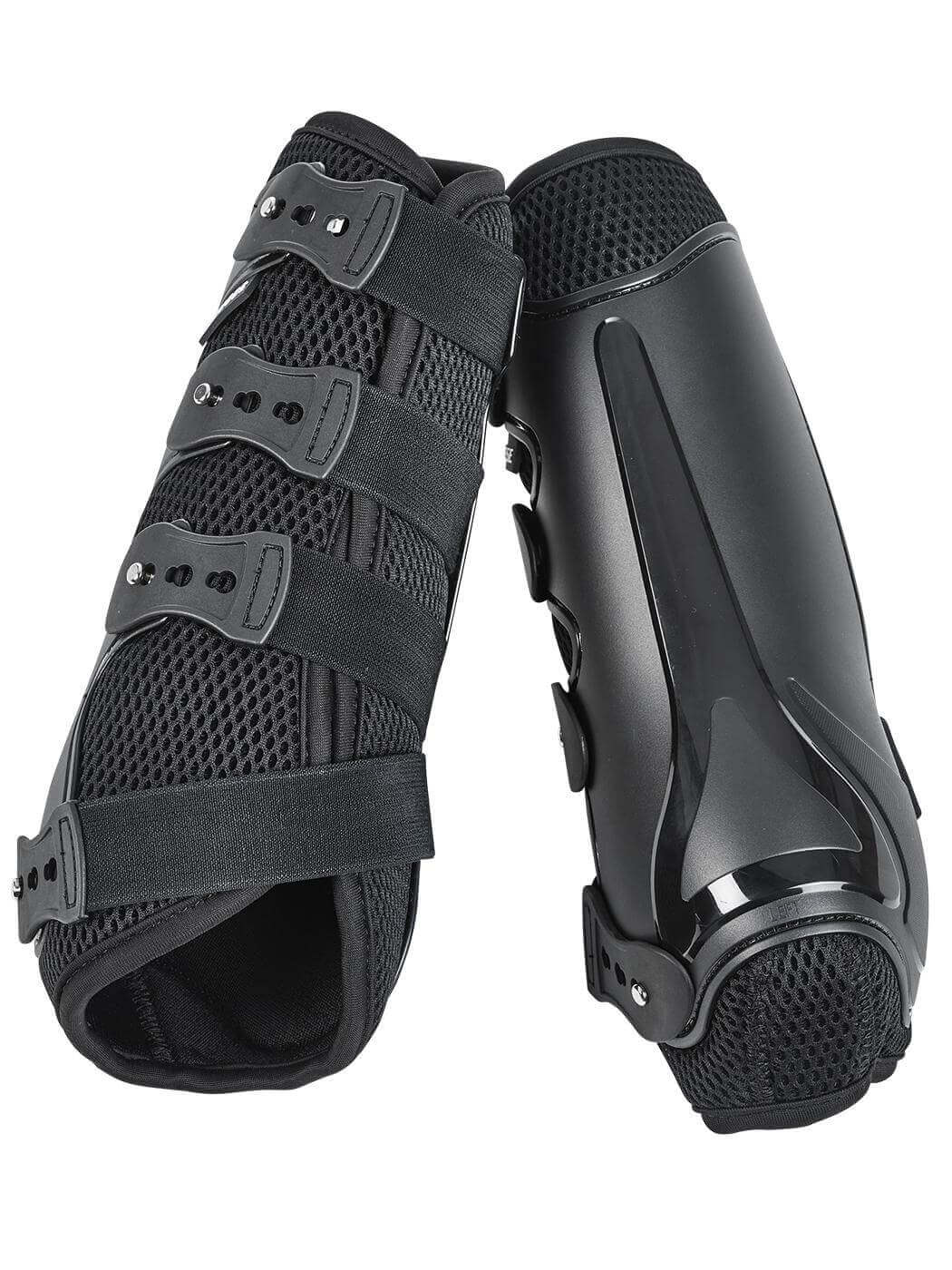 Gamaschen Dressage-Pro-Mesh, Schwarz, Produkt allein auf weißem Hintergrund.