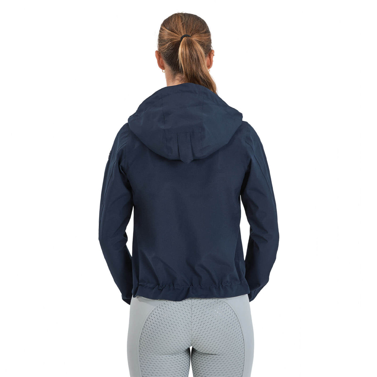 Jacke Damen Luca, Marineblau, Rückansicht an einer Person getragen.