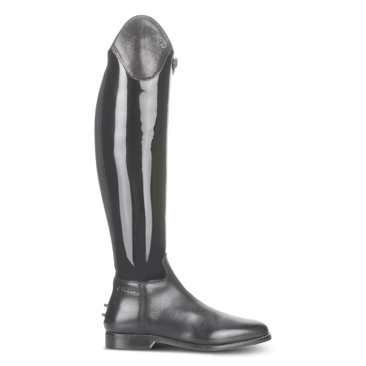 Reitstiefel Lyon Schwarz, Produkt allein auf weißem Hintergrund.