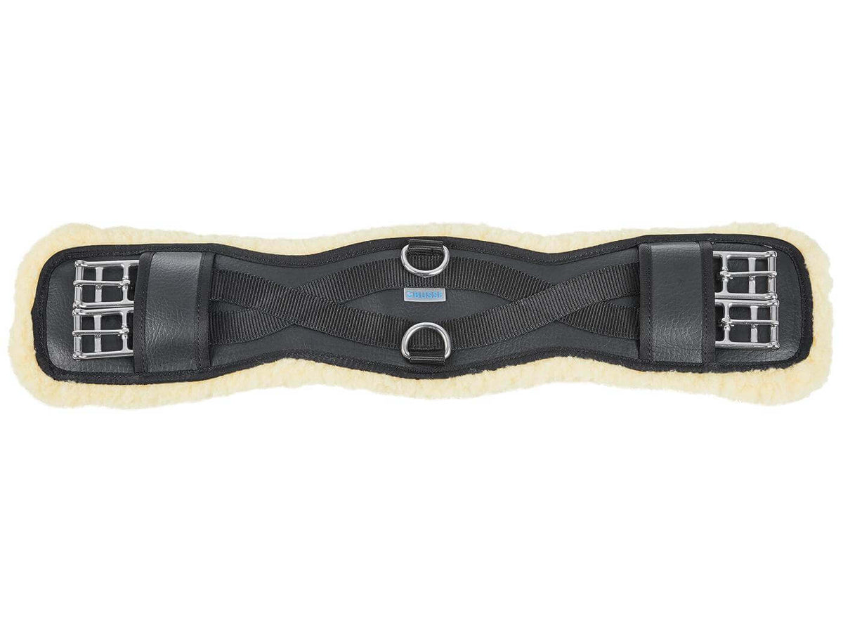 Sattelgurt Cross-Dressur-Fell D, Schwarz, Produkt allein auf weißem Hintergrund.
