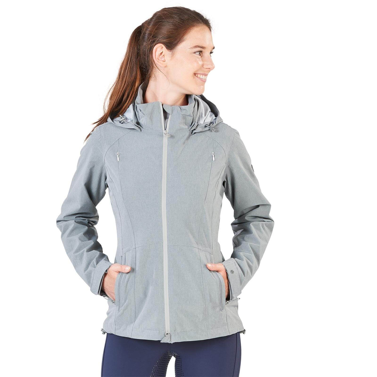 BUSSE Sommerjacke Damen Natilly, Grau Meliert, Frau trägt die Jacke.