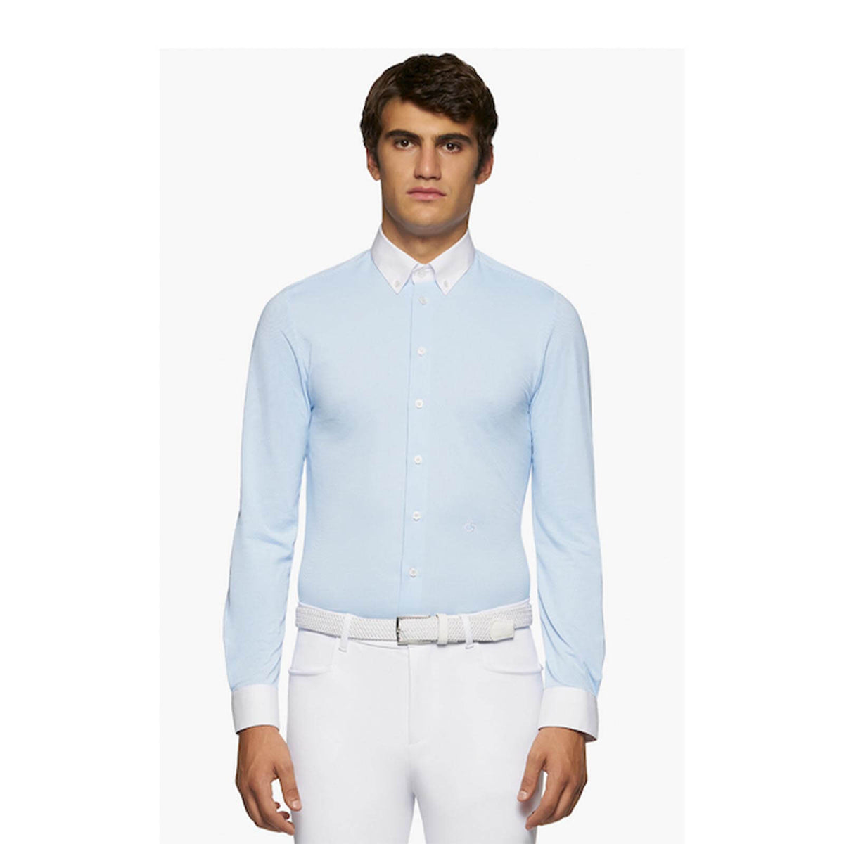 Cavalleria Toscana Turniershirt Herren Guibert Longsleeve, hellblau, Person trägt es.