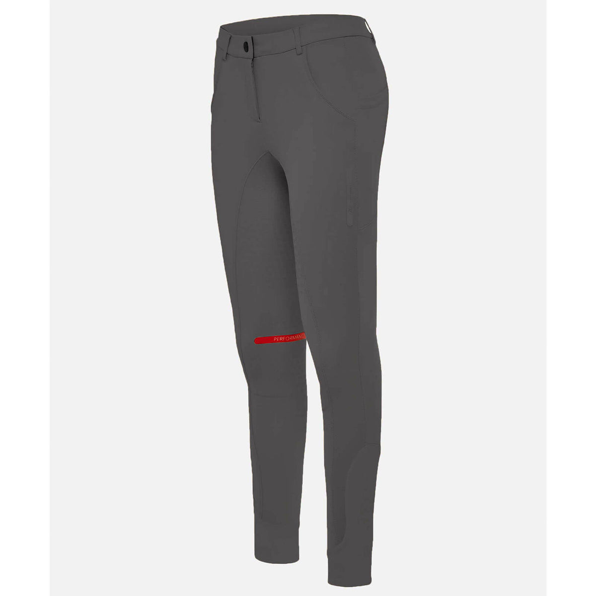 Reithose R2 Performance Dressage Reitleggins Vollbesatz mit Handytasche, Anthrazit, Produkt allein auf weißem Hintergrund.