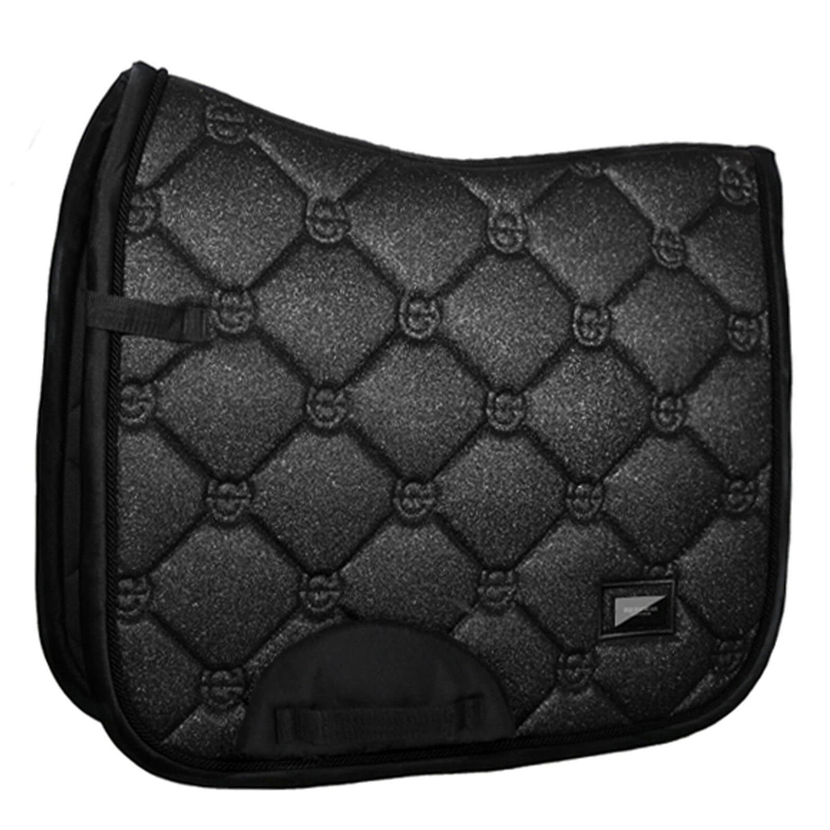 Equestrian Stockholm Dressurschabracke All Black Glimmer Schabracke, Schwarz, Produkt allein auf weißem Hintergrund.