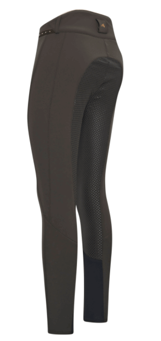 Reithose Damen Full-Grip ESEq. Queen Diamond Full Grip Classic Vollbesatz Damenreithose, dunkelbraun, Produkt allein auf weißem Hintergrund.