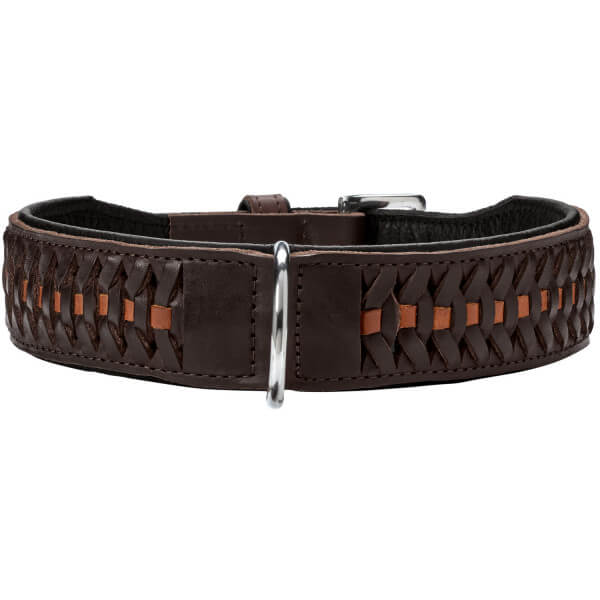 Halsband Solid Education Exclusive Hundehalsband, Braun, Produkt allein auf weißem Hintergrund.