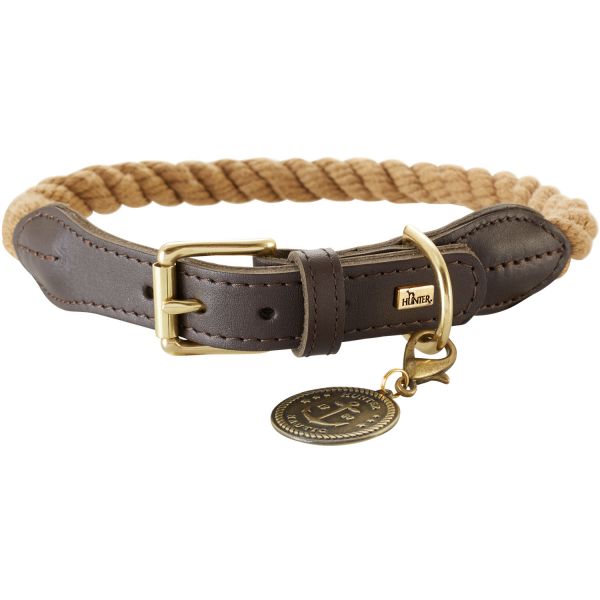 Hunter Hundehalsband List Halsband, Beige, Produkt allein auf weißem Hintergrund.
