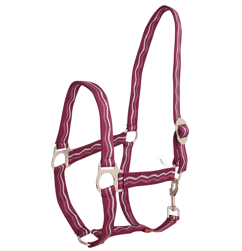 Halfter Nylon IRHEconomic Classic Stallhalfter, Rosé-bordeaux-silver, Produkt allein auf weißem Hintergrund.