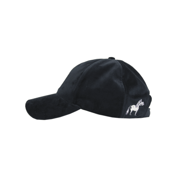 Baseball Cap Velvet Sammy, Schwarz, Produkt allein auf schwarzem Hintergrund.
