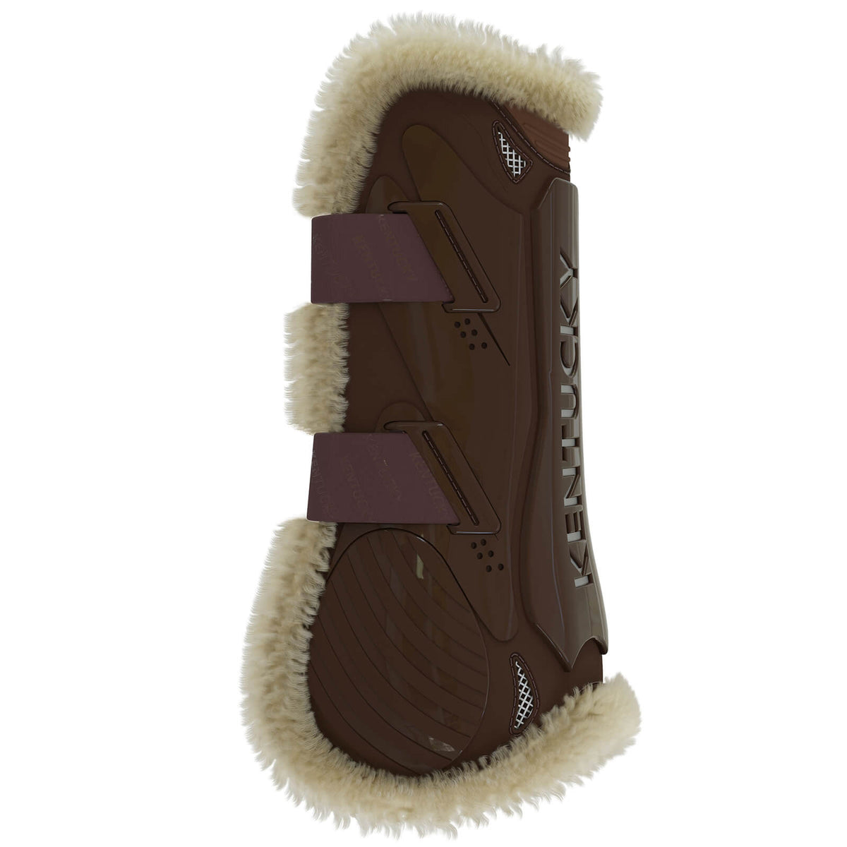 Kentucky Horsewear Gamaschen Bamboo Elastik Kunstfell, Braun, Produkt allein auf weißem Hintergrund.