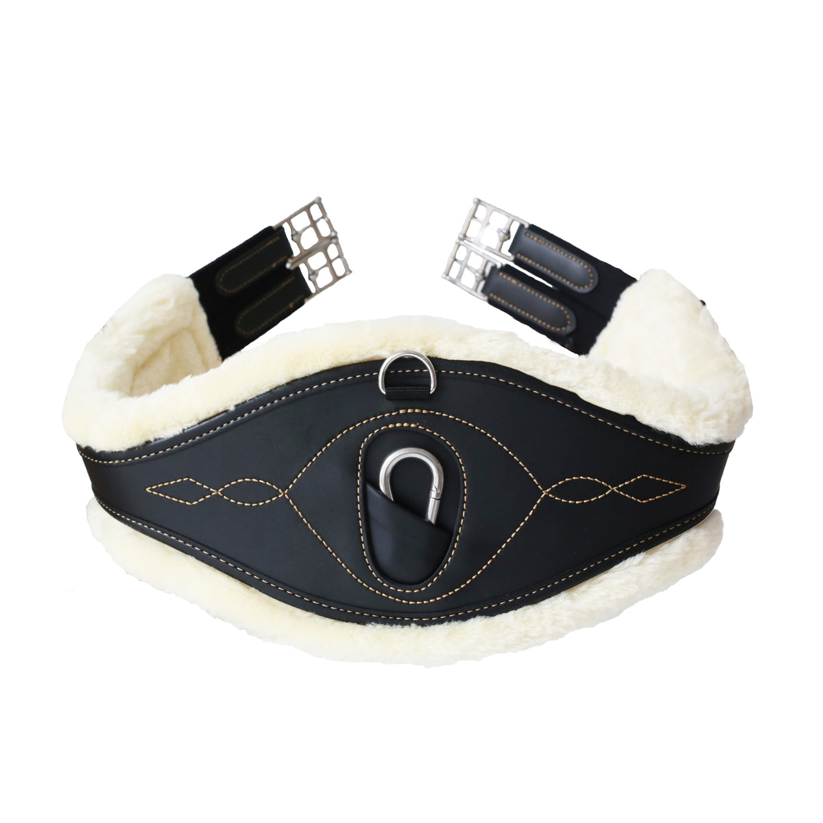 Kentucky Horsewear Lammfellgurt Anatomisch Schwarz, Produkt allein auf weißem Hintergrund.