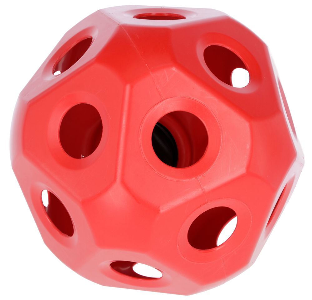 Heuball Pferde Spielzeug Futterspielball, Rot, Produkt allein auf weißem Hintergrund.